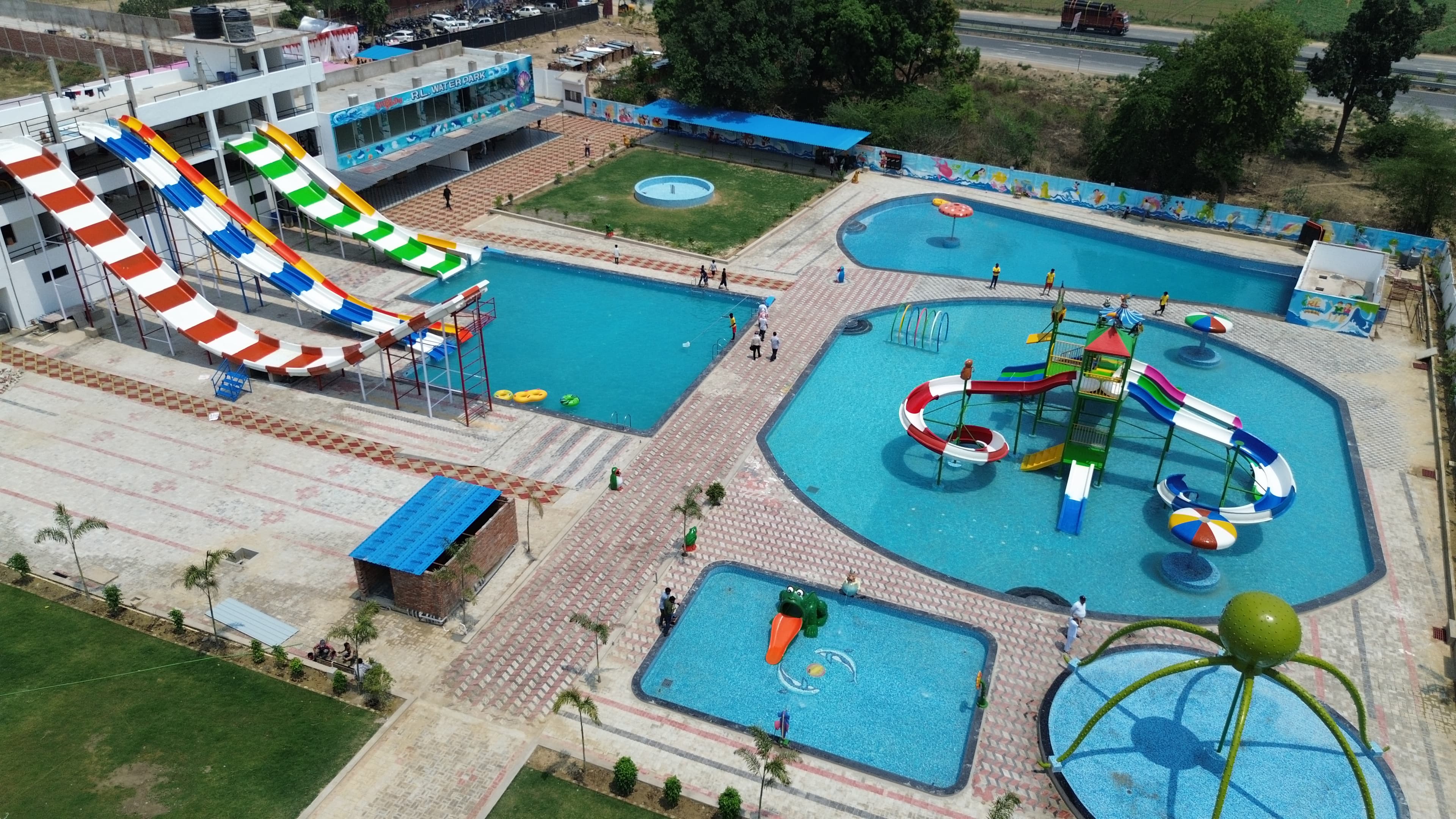 The RL Tower — five high-speed water slides at RL Waterpark Uttar Pradesh